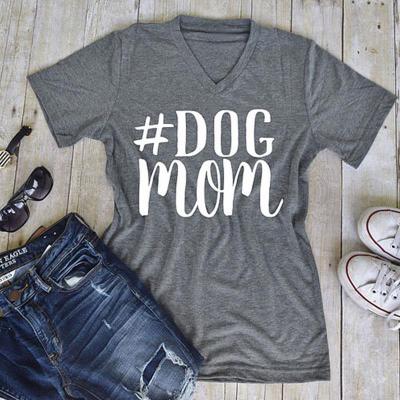 "#DOG MOM" V-Neck Women's T-shirt